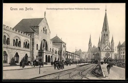 AK Berlin-Charlottenburg, Hardenbergstrasse und Kaiser Wilhelm-Gedächtniskirche