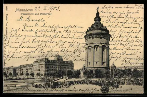 AK Mannheim, Wasserturm und Pfälzerhof