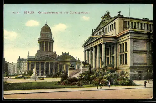 AK Berlin, Gendarmenmarkt mit Schauspielhaus