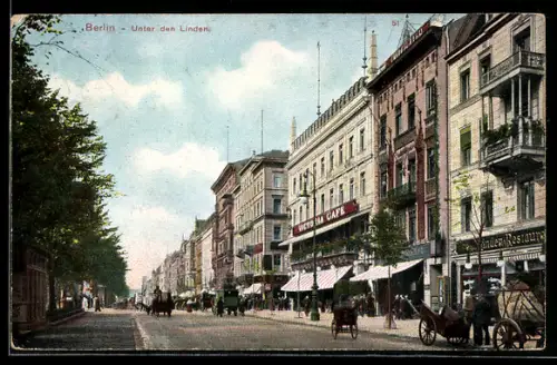 AK Berlin, Unter den Linden, Victoria Café
