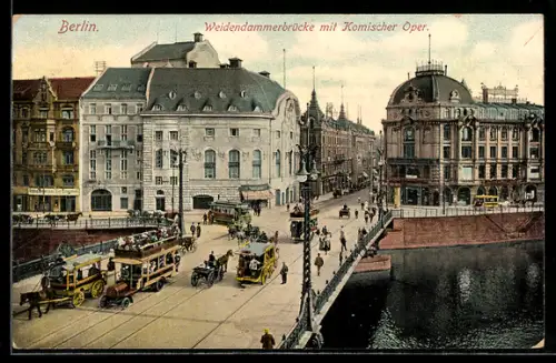 AK Berlin, Weidendammerbrücke mit Komischer Oper