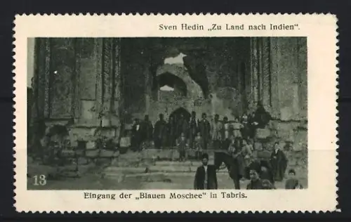 Reklamemarke Tabriz, Sven Hedin Zu Land nach Indien, Eingang der Blauen Moschee