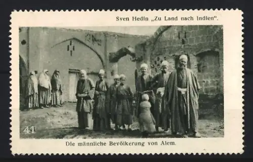 Reklamemarke Sven Hedin, Zu Land nach Indien, männliche Bevölkerung von Alem