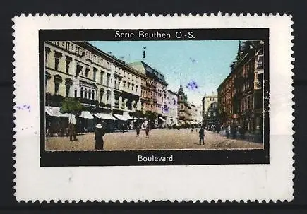 Reklamemarke Beuthen /O.S., Boulevard, Ortsansicht