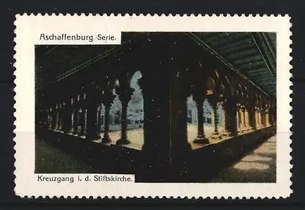 Reklamemarke Aschaffenburg, Kreuzgang in der Stiftskirche, Arkadenansicht