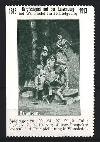 Reklamemarke Wunsiedel, Bergfestspiel auf der Luisenburg 1913, Bergalben