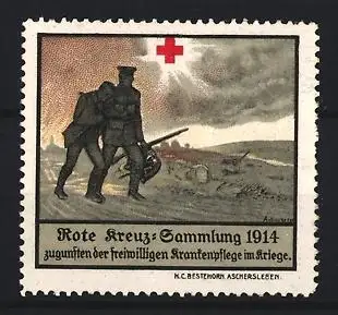 Reklamemarke Aschersleben, Rote Kreuz-Sammlung 1914, Rotes Kreuz
