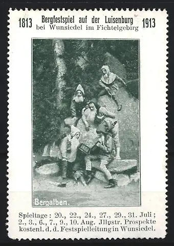 Reklamemarke Wunsiedel, Bergfestspiel auf der Luisenburg 1913, Bergalben-Szene