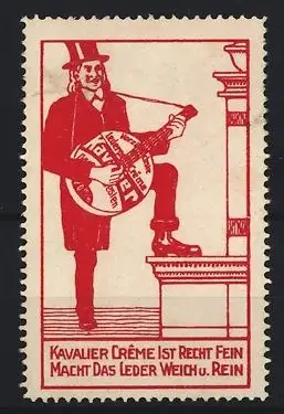 Reklamemarke Kavalier Crème, Ledercreme, Herr mit Gitarre