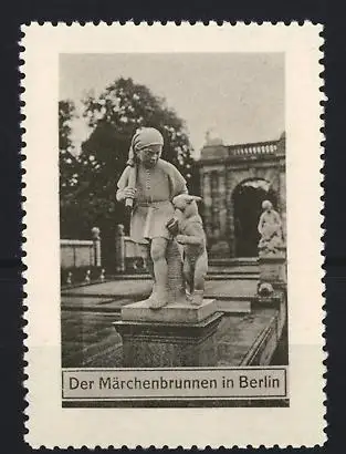 Reklamemarke Berlin, Der Märchenbrunnen, Statue eines Jungen mit Bär