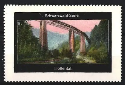 Reklamemarke Schwarzwald, Höllental, Brücke im Wald