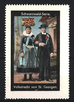 Reklamemarke Schwarzwald-Serie, Volkstracht von St. Georgen, Trachtenpaar