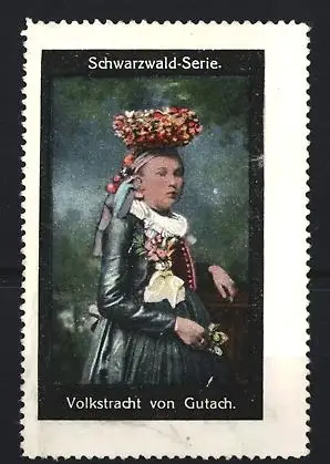 Reklamemarke Gutach, Volkstracht von Gutach, Trachtenfrau