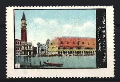 Reklamemarke Venedig, Piazza e Basilica di S. Marco, Campanile und Gondel
