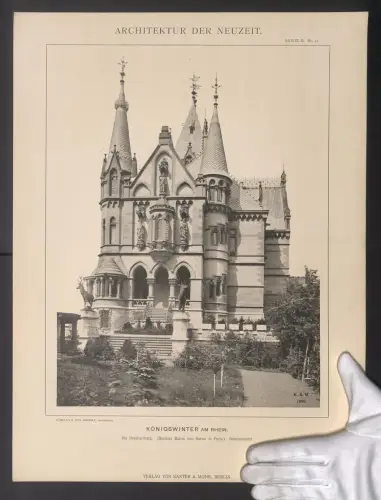 Fotografie Kanter & Mohr, Berlin, Ansicht Königswinter am Rhein, Seitenansicht d. Drachenburg, Besitzer Baron von Sarter