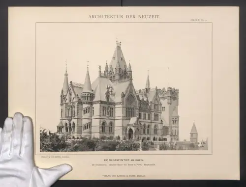Fotografie Kanter & Mohr, Berlin, Ansicht Königswinter am Rhein, Hauptansicht der Drachenburg, Besitzer Baron von Sarter