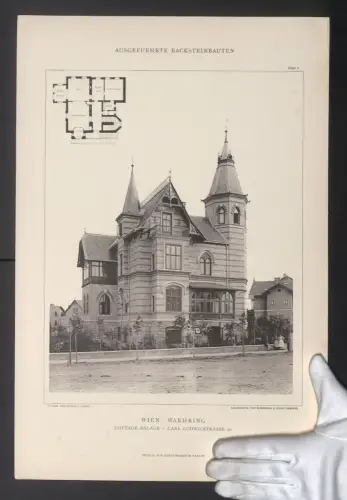 Fotografie Ernst Wasmuth, Berlin, Ansicht Wien, Währing, Cottage-Anlage in der Carl Ludwigstrasse 62, 48 x 32cm