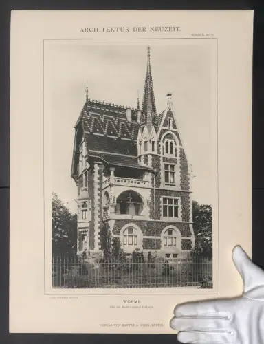 Fotografie Kanter & Mohr, Berlin, Ansicht Worms, Villa des Stadtbaumeisters Hofmann, Architekt Carl Hofmann, 48 x 36cm