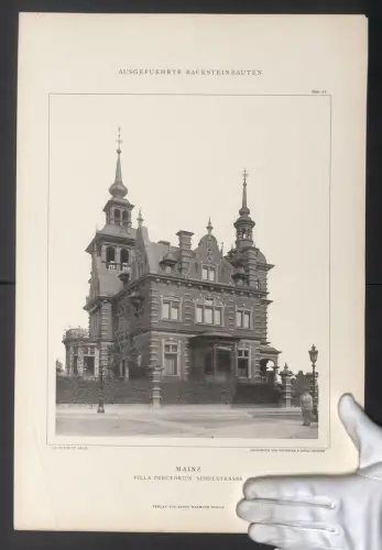 Fotografie Ernst Wasmuth, Berlin, Ansicht Mainz, Villa Prectorius in der Schulstrasse, Arhcitekt J. G. Poppe, 48 x 32cm