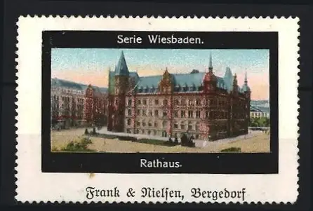 Reklamemarke Wiesbaden, Rathaus, Frank & Nielsen, Bergedorf, Gebäudeansicht