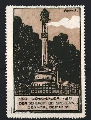 Reklamemarke Spichern, 1870-1871 Schlacht bei Spichern, Denkmal der 12er
