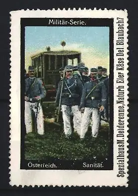 Reklamemarke Österreich, Militär-Serie Sanität, Sanitäter und Sanitätsfahrzeug