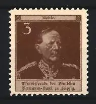 Reklamemarke Leipzig, Pfennigspende des Deutschen Veteranen-Dank, Porträt General Moltke mit Orden Halskreuz