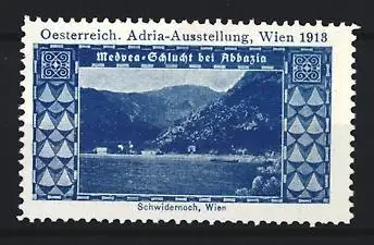 Reklamemarke Wien, Adria-Ausstellung 1913, Medvea-Schlucht bei Abbazia