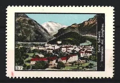 Reklamemarke Interlaken, Serie Schweiz, Jungfrau im Hintergrund