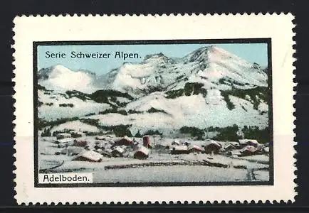Reklamemarke Adelboden, Serie Schweizer Alpen, Winterlandschaft