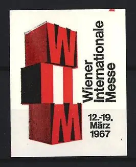 Reklamemarke Wien, Wiener Internationale Messe, Würfel mit WIM-Logo, 1967
