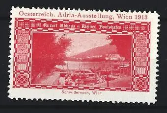 Reklamemarke Wien, Adria-Ausstellung 1913, Abbazia, Bootshafen