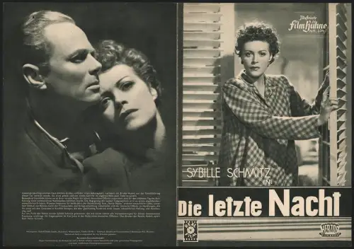 Filmprogramm IFB Nr. 334, Die letzte Nacht, Sybille Schmitz, Regie: Eugen York