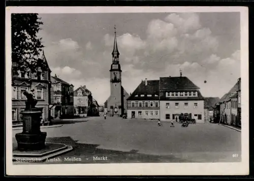 AK Siebenlehn, Amtshaus Meissen und Kirche am Markt
