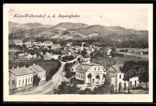 Künstler-AK Lanzenkirchen, Klein-Wolkersdorf a. d. Aspangbahn, Strassenpartie mit Restaurant