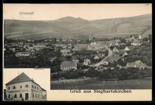 AK Sieghartskirchen, Gasthaus, Teilansicht mit Strassenpartie