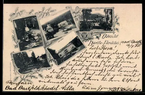 AK Bártfa-Fürdö, Deák-tér, Templom-tér, Deák-szállods