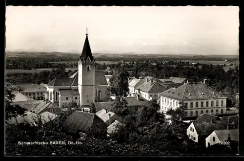 AK Saxen /Ob. Öst., Ortsansicht mit Kirche
