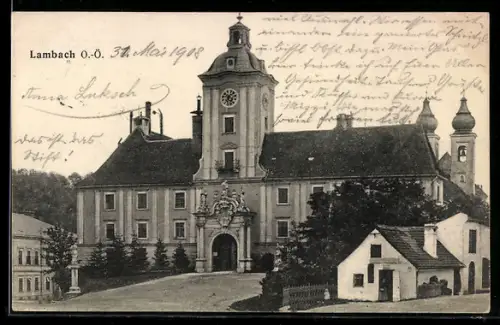 AK Lambach /Ob. Öst., Stift mit Kirche