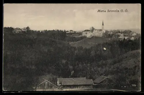 AK Maria Schmolln /O. Ö., Panorama mit Kirche