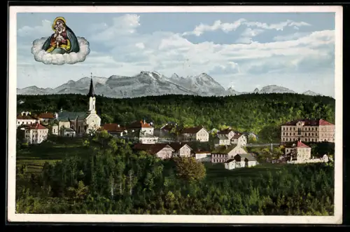 AK Maria Schmolln, Panorama mit Kirche und Bergmassiv