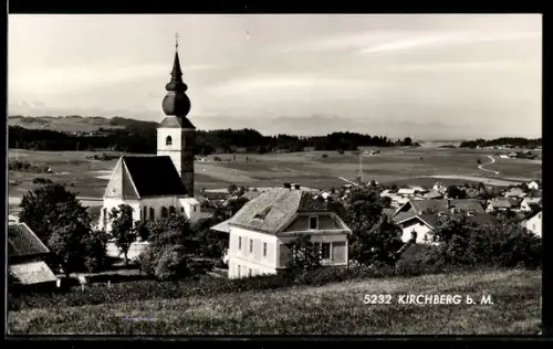 AK Kirchberg b. M., Panorama mit Kirche und Häusern