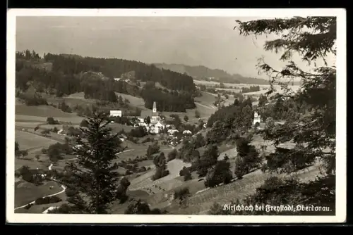 AK Hirschbach bei Freystadt, Panorama und Kirche
