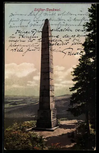 AK Aigen-Schlägl, Blick auf das Stifter-Denkmal