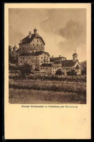 Künstler-AK Elsbethen bei Salzburg, Kloster Goldenstein