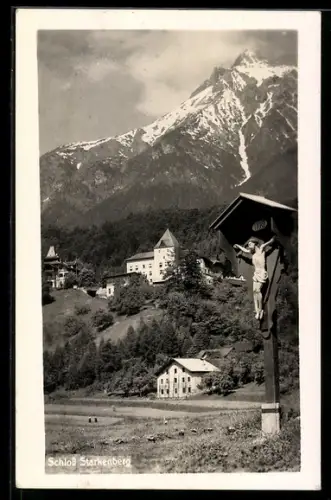 AK Tarrenz, Schloss Starkenberg mit Wegkreuz