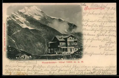 AK Kaprun /Kaprunertal, Moserboden-Hotel unterhalb des Berggipfels