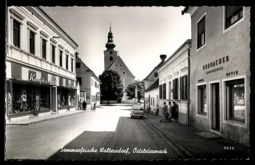 AK Bad Waltersdorf /Oststeiermark, Strassenpartie mit Kaufhaus und Uhrmacher Reistenhofer