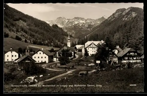 AK Tweng im Lungau, Ortsansicht mit Radstädter Tauern