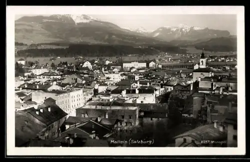 AK Hallein /Salzburg, Stadstansicht gegen das Hochgebirge